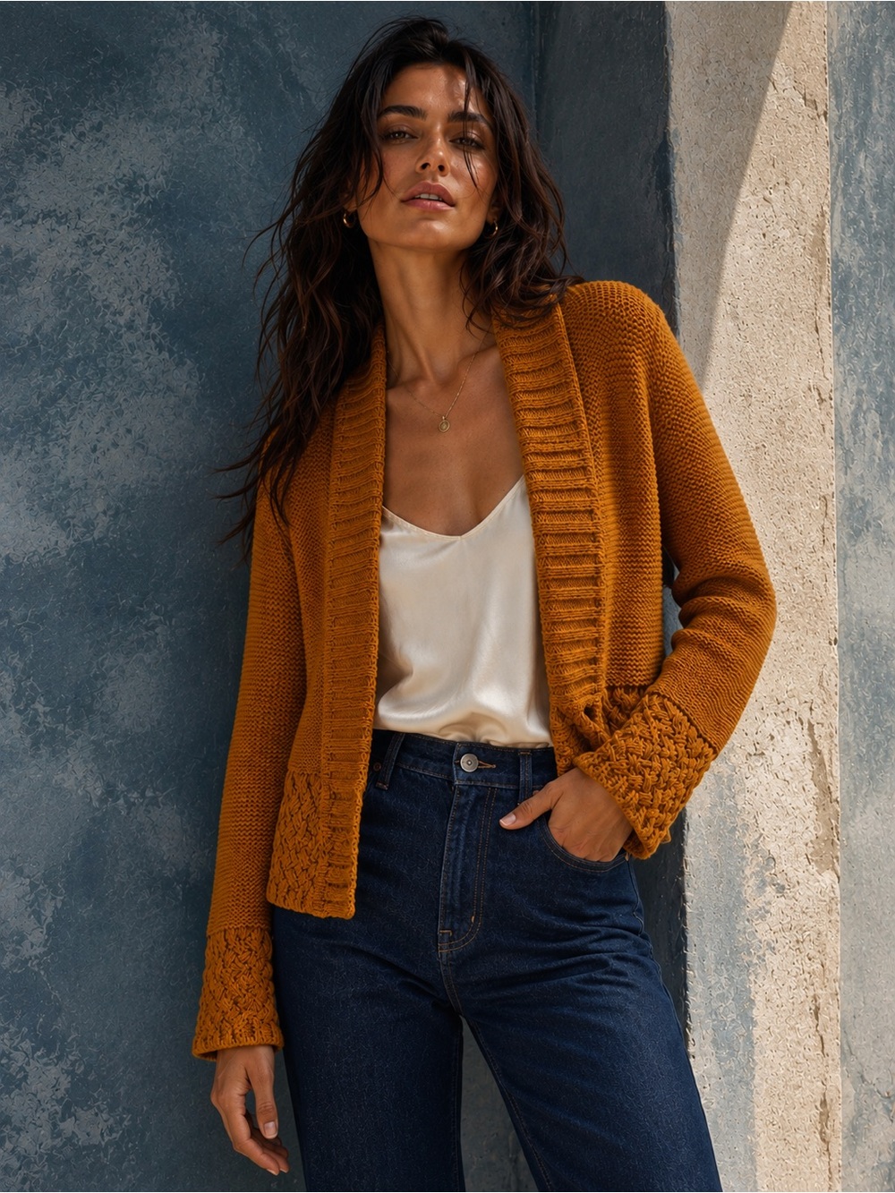 Lucky Brand Basket Stitch Cardigan Pumpkin Spice, Size S